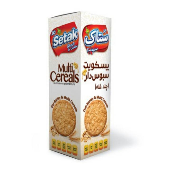 بیسکویت سبوس دار چند غله (مولتی پلاس) ساده  ستاک 370 گرم (کارتن 12 عددی)